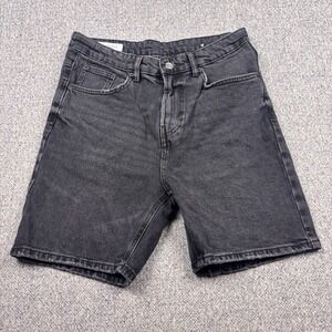 ZARA Mens Black Denim Shorts Size 30 Distressed Raw Hem Casual Streetwear
